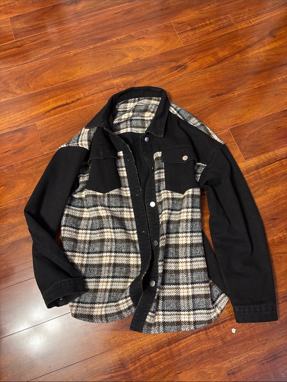 Black Plaid Shacket Jacket - Stylish Layering Coat